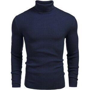 ❤️ Mens Ribbed Slim Fit Knitted Pullover Casual Turtleneck Classic  Sweater